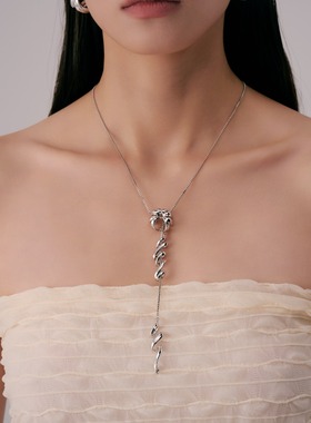 盐岛烟火抽拉项链秋冬新款小众设计高级感饰品礼物金色高端毛衣链