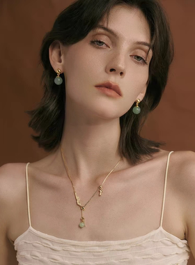 盐岛油画双层字母串珠DIY项链轻奢小众配饰女生礼物金色饰品链子