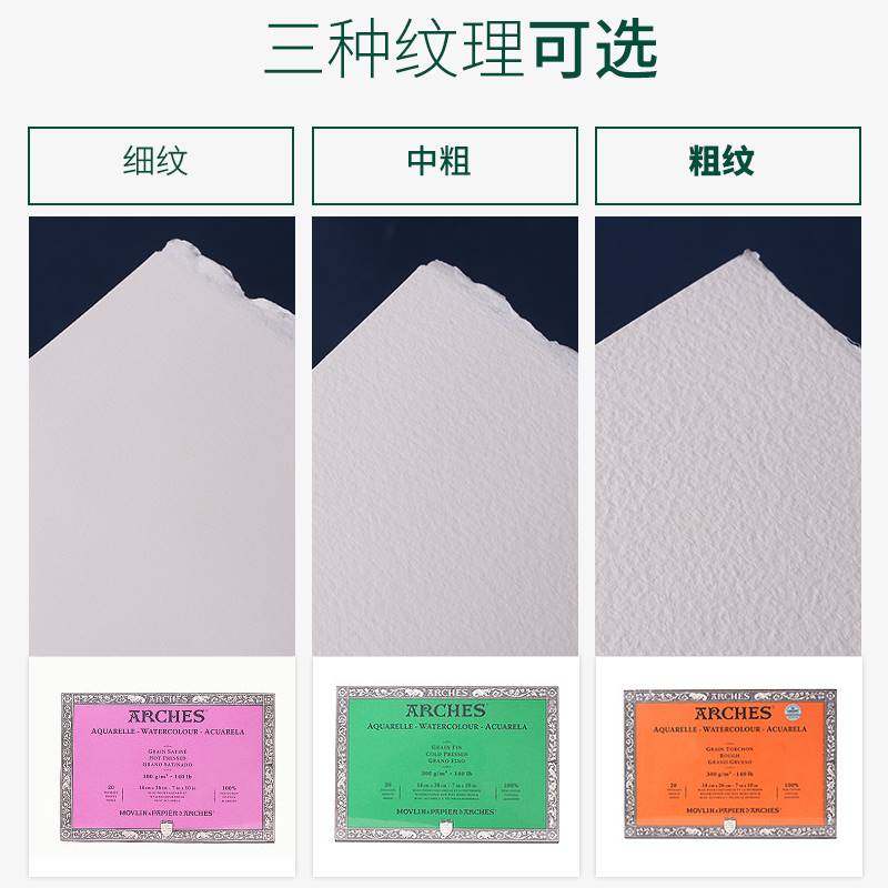 Arches阿诗棉浆水彩本300g中粗纹细纹16k8开A4四面封胶水彩颜料纸,淘宝优惠券,粉丝福利购,淘宝优惠卷