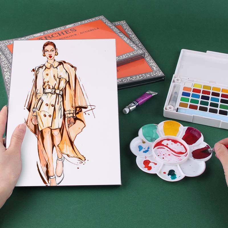 Arches阿诗棉浆水彩本300g中粗纹细纹16k8开A4四面封胶水彩颜料纸,淘宝优惠券,粉丝福利购,淘宝优惠卷