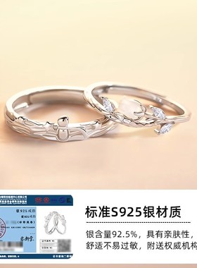 小王子与玫瑰情侣对戒纯银设计感