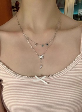 灵蝶双层夜光流苏项链新款配饰