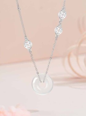 新款天然和田玉纯银项链