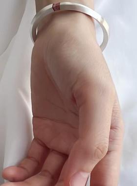 足银999实心简约四方福字手镯