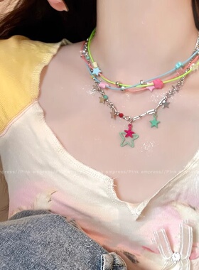 多巴胺彩色星星项链女款夏季甜酷