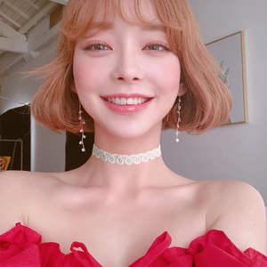 choker少女白色锁骨链蕾丝项圈