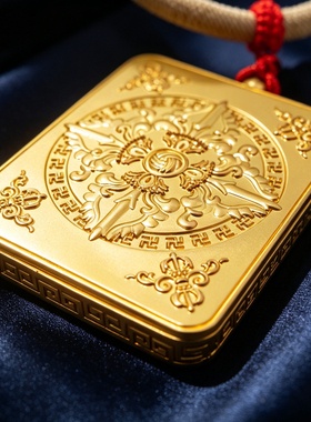 高端地藏菩萨唐卡谛听神兽挂件背面雕刻金刚杵法器合金吊牌守护