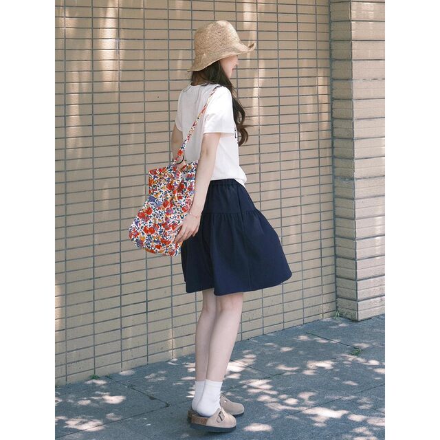 Summer Korean ພິມເສື້ອທີເຊີດແອວສູງ skirt ສອງສິ້ນ