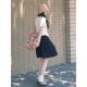 Summer Korean ພິມເສື້ອທີເຊີດແອວສູງ skirt ສອງສິ້ນ