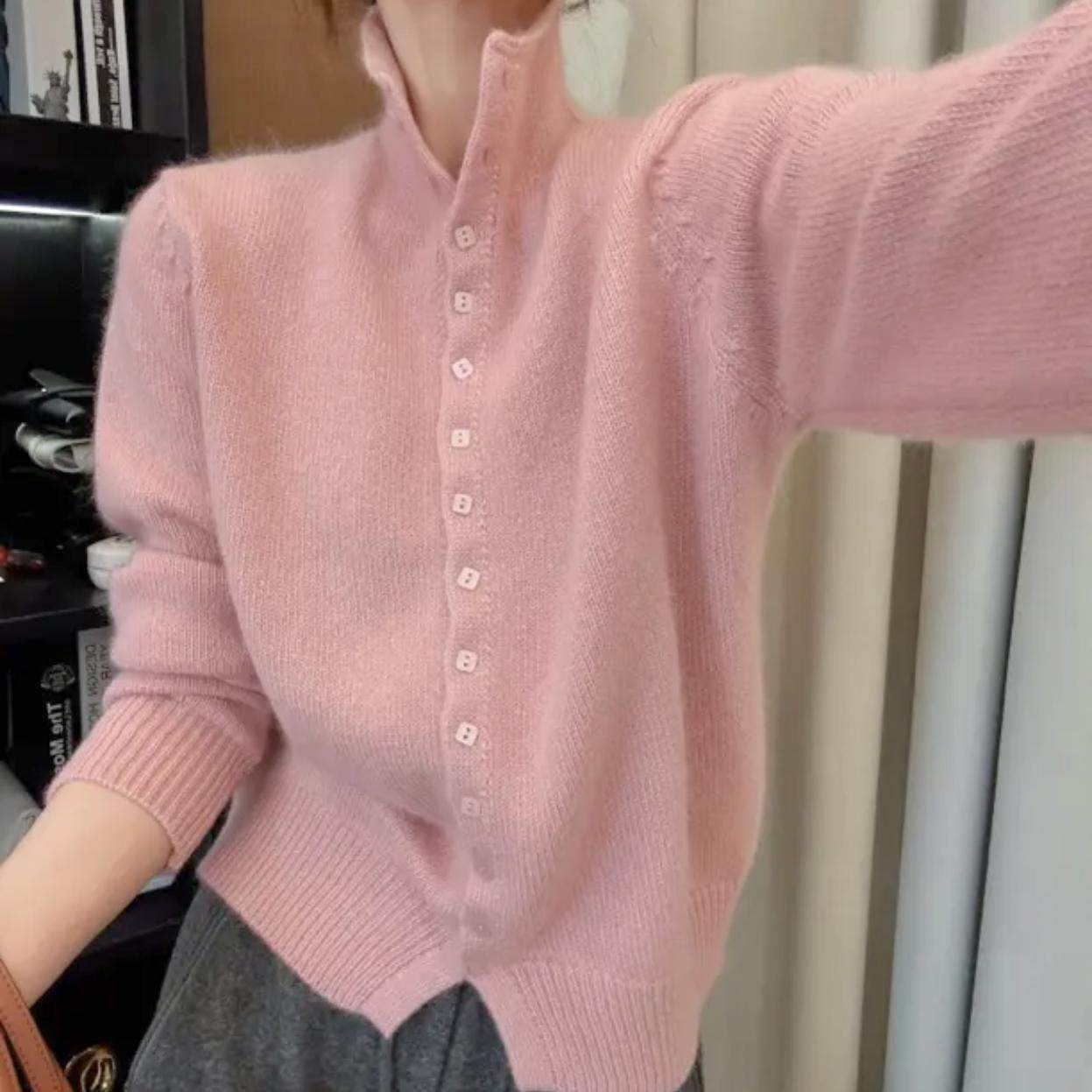 羊毛毛衣女高领单排扣2025冬季新款欧货洋气针织衫山羊绒开衫外套,淘宝优惠券,粉丝福利购,淘宝优惠卷