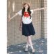 Summer Korean ພິມເສື້ອທີເຊີດແອວສູງ skirt ສອງສິ້ນ