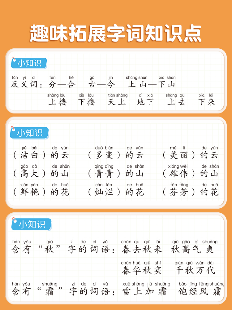 【斗半匠】小学生一年级上册同步生字组词造句本语文基础知识大全生字笔画笔顺词语句子积累手册二年级三年级造句训练下册练习册 - 图2