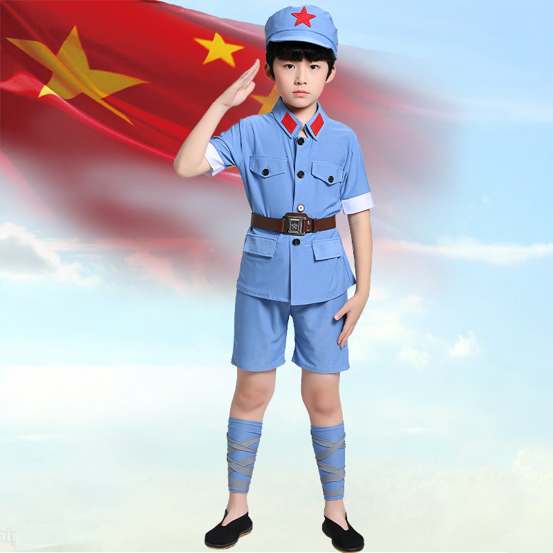 红军儿童演出服小八路军衣服闪闪红星小学生合唱表演雷锋服装六一-图1