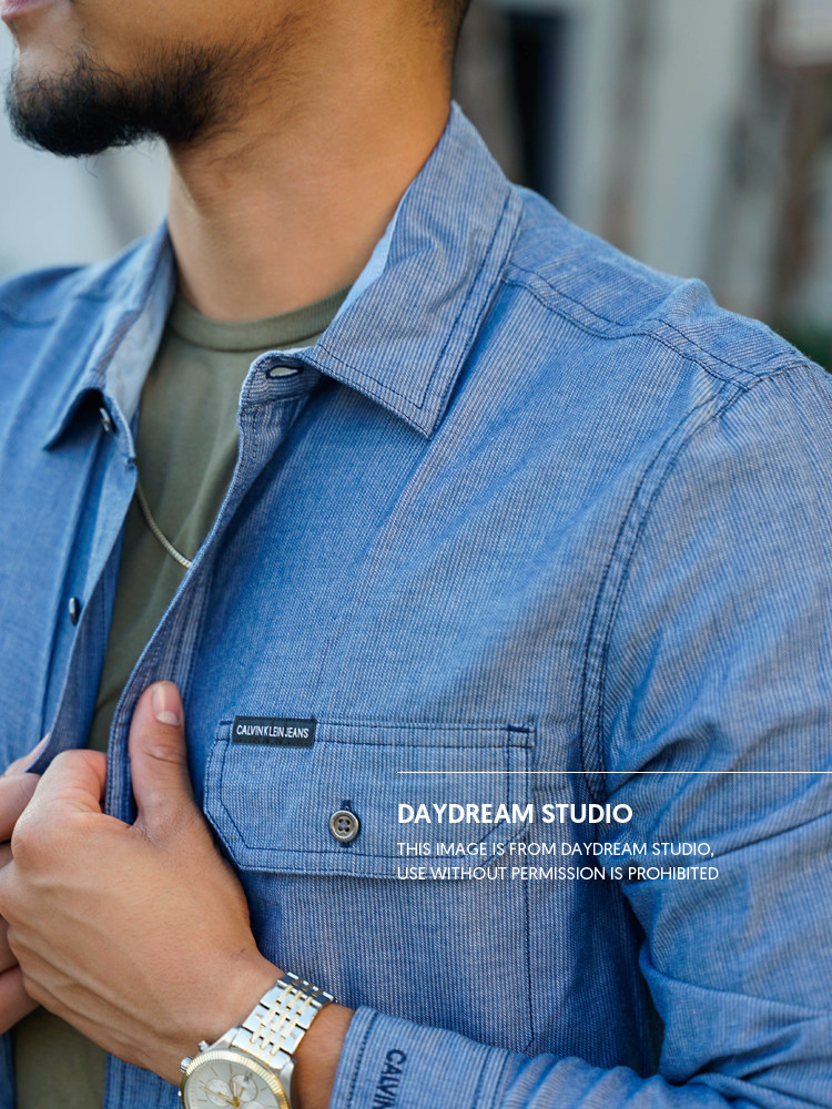 calvin klein男士休闲长袖翻领衬衫 百恩海外T恤