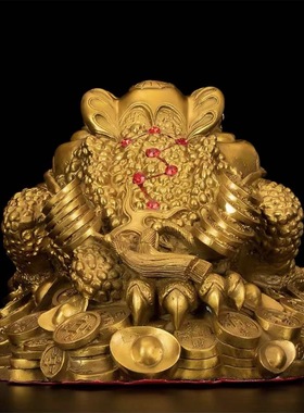 黄铜金蟾摆件客厅三足铜金蟾蜍家居玄关装饰三脚金蝉店铺开业