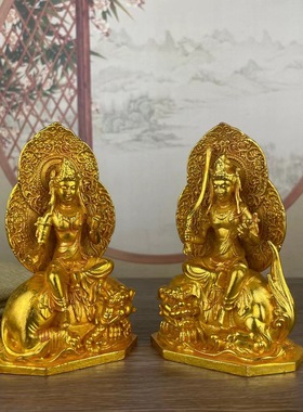 铜器仿古佛像铜文殊菩萨普贤菩萨青狮白象坐骑家居铜摆件人物