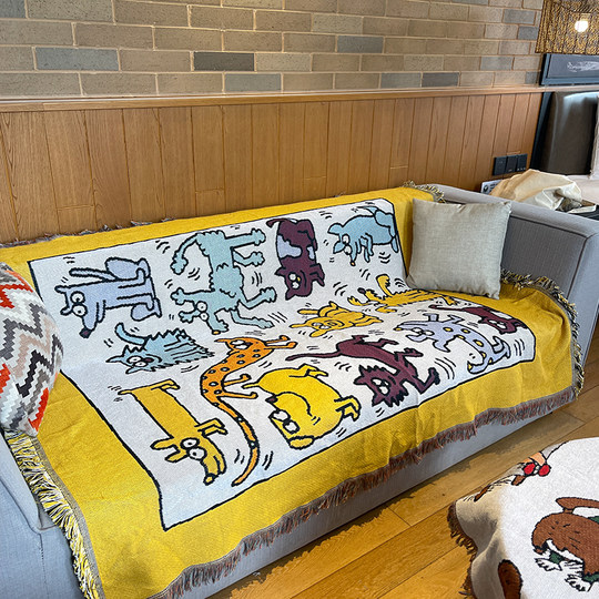 Couverture de canapé illustration de maître graffiti jaune