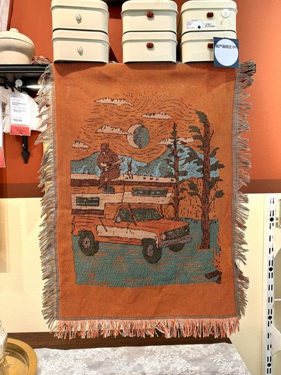 【布谷】棉线编织挂毯含流苏 房间卧室装饰挂布 沙发椅子柜帘盖巾