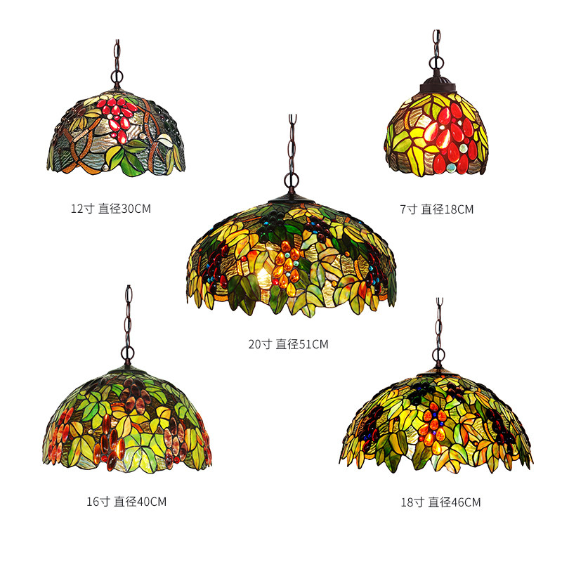 【提香果园】美式乡村田园彩色玻璃手工餐厅吧台阳台花园艺术吊灯,淘宝优惠券,粉丝福利购,淘宝优惠卷