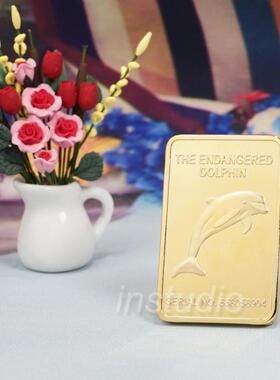澳大利亚海豚镀金块纪念章创意礼物摆件可爱动物旅游礼品纪念摆件
