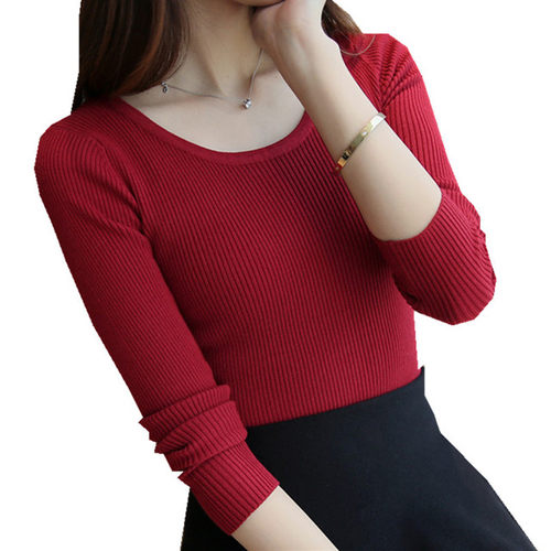 2026春秋冬新款百搭弹力紧身短款打底衫毛衣女显瘦套头圆领针织衫 - 图3
