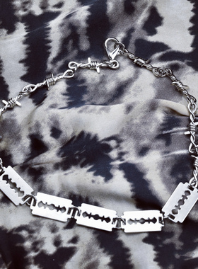 嘻哈说唱荆棘刀片短项链