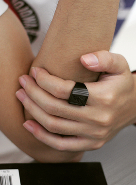 原宿中古素银闪电方形戒指