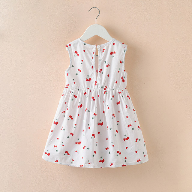 Cherry pattern all over thin backless dress for summer