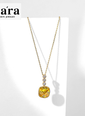 彩宝系列黄色时尚项链合成水晶