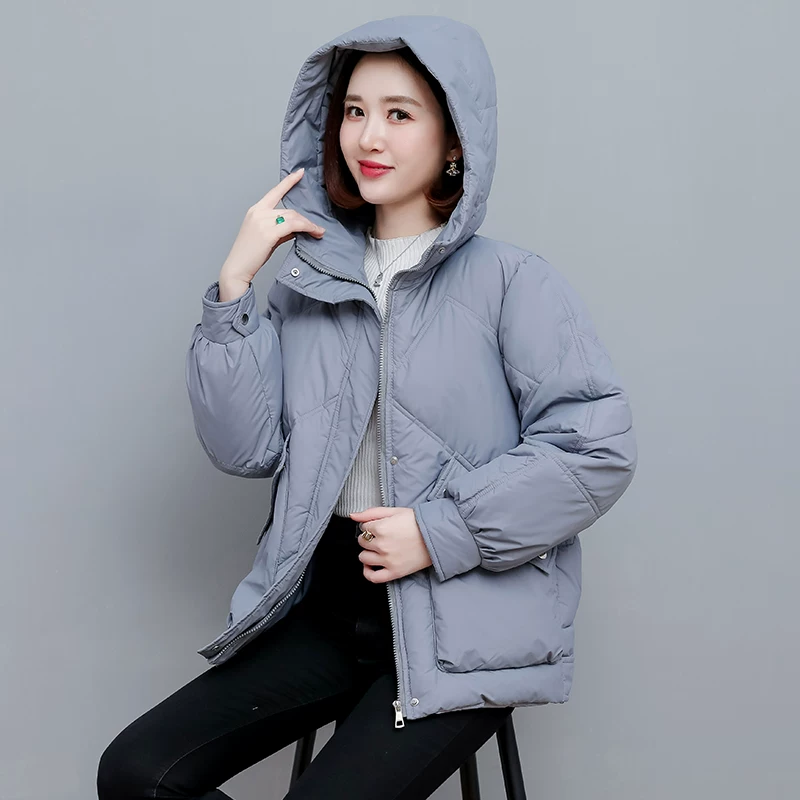 Winter keep warm capacious down jacket with down with hood, Korean style, plus size