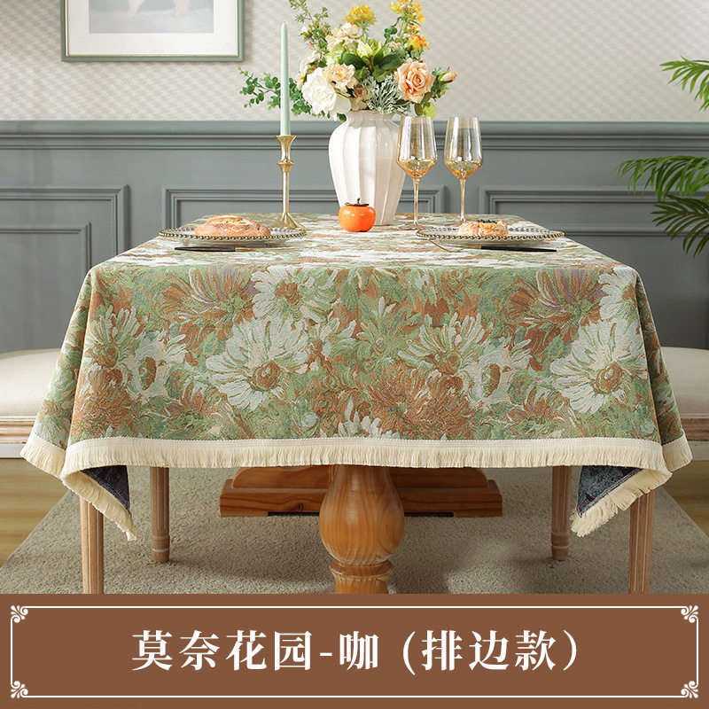 2025油画电视柜盖巾美式提花棉麻桌布家用长方形台布桌面垫书桌布,淘宝优惠券,粉丝福利购,淘宝优惠卷