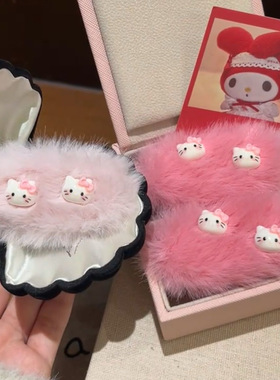 秋冬新款毛绒发夹超级仙女童成人毛球猫咪发饰卡通造型夹子