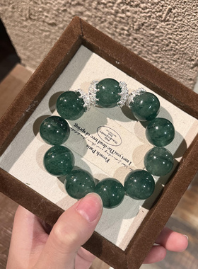 天然大颗粒绿草莓晶大颗粒单圈手串原创小众中式轻奢绿水晶手链女