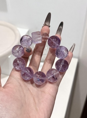 天然薰衣草玻利维亚紫水晶阿塞彩虹爆闪手串搭配方糖原创女款手链