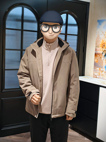 柏/玛85%鸭绒男士连帽羽绒服 高品质大朵鸭绒充绒量高连帽设计 - 图0