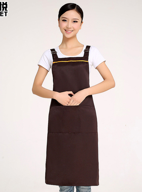 广告围裙定制印字饭店防水工作服韩版时尚餐厅厨房服务员围腰定做