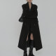 Tall black autumn and winter women's woolen coat
