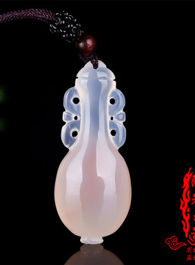 冰透白玉髓仿古花瓶毛衣链吊坠
