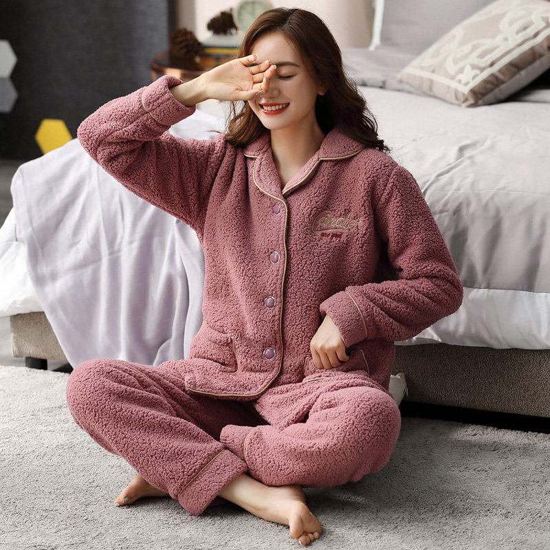 秋冬季珊瑚绒羊羔绒宽松韩版睡衣 依璐儿睡衣/家居服套装