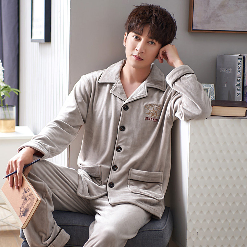 男士冬季珊瑚绒秋冬款加大码睡衣 依璐儿睡衣/家居服套装