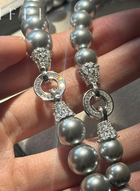 灰色真多麻倪妮同款珍珠项链颈链锁骨链2025新款轻奢气质高级感女