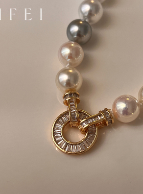 2025新款白蝶皇后南阳金珠珍珠项链串珠混彩颈链锁骨链女士高级感