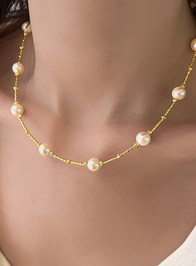 满天星akoya珍珠项链延长链女