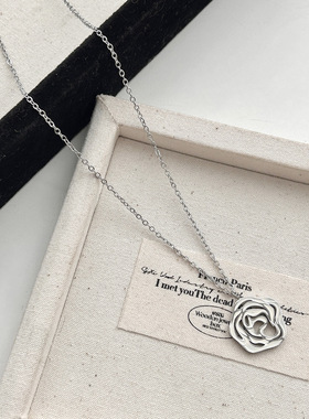 冷淡风白色滴油玫瑰花项链小众