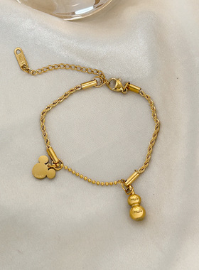 钛钢不掉色轻奢复古葫芦手链精致