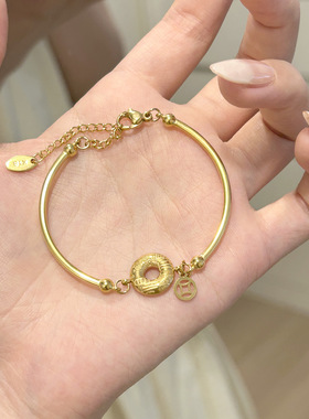 钛钢福字平安扣手链女新中式精致