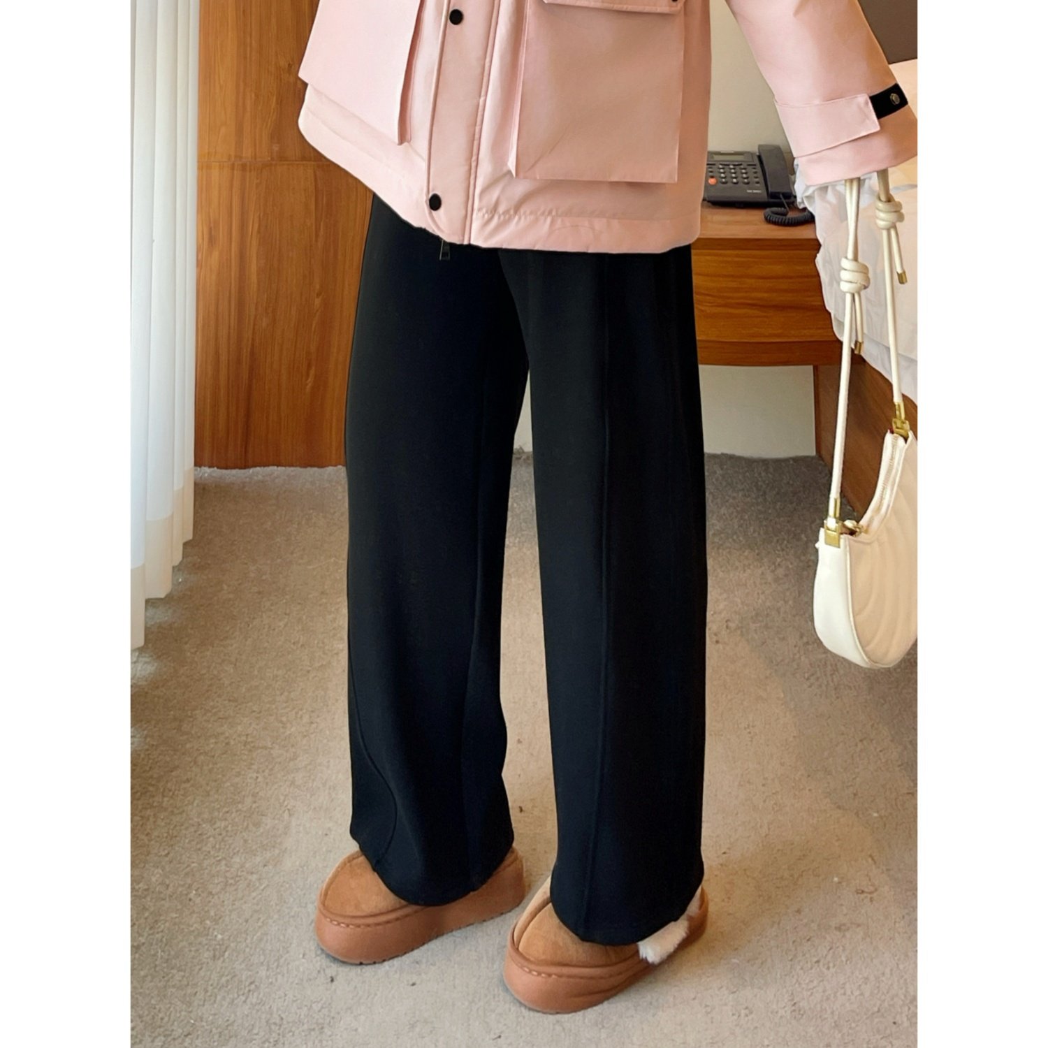 梵朵大码女装4367冬季阔腿运动裤胖MM高腰显瘦直筒宽松加绒卫裤,淘宝优惠券,粉丝福利购,淘宝优惠卷