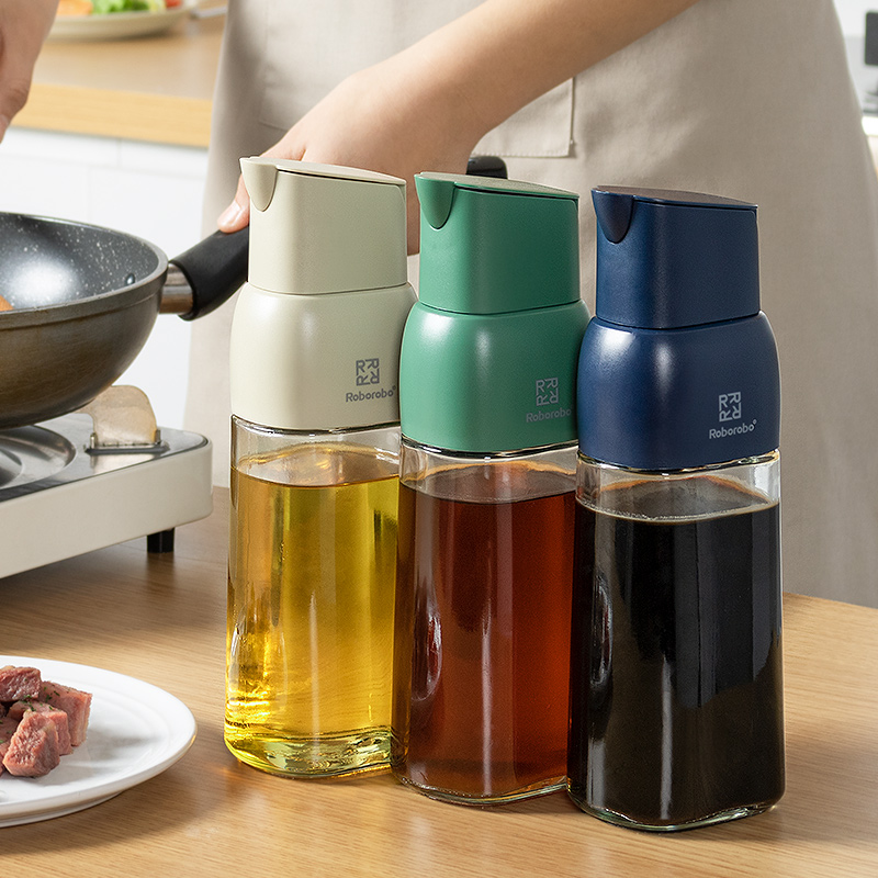 油壶厨房家用自动开合油罐调料瓶玻璃酱油醋重力油瓶不挂油不滴漏-图3
