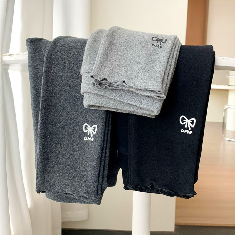 秋季新款女童打底裤纯棉儿童黑裤子秋冬外穿薄绒宝宝洋气修身长裤 - 图0