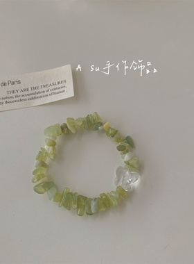 小清新绿色水晶手链女